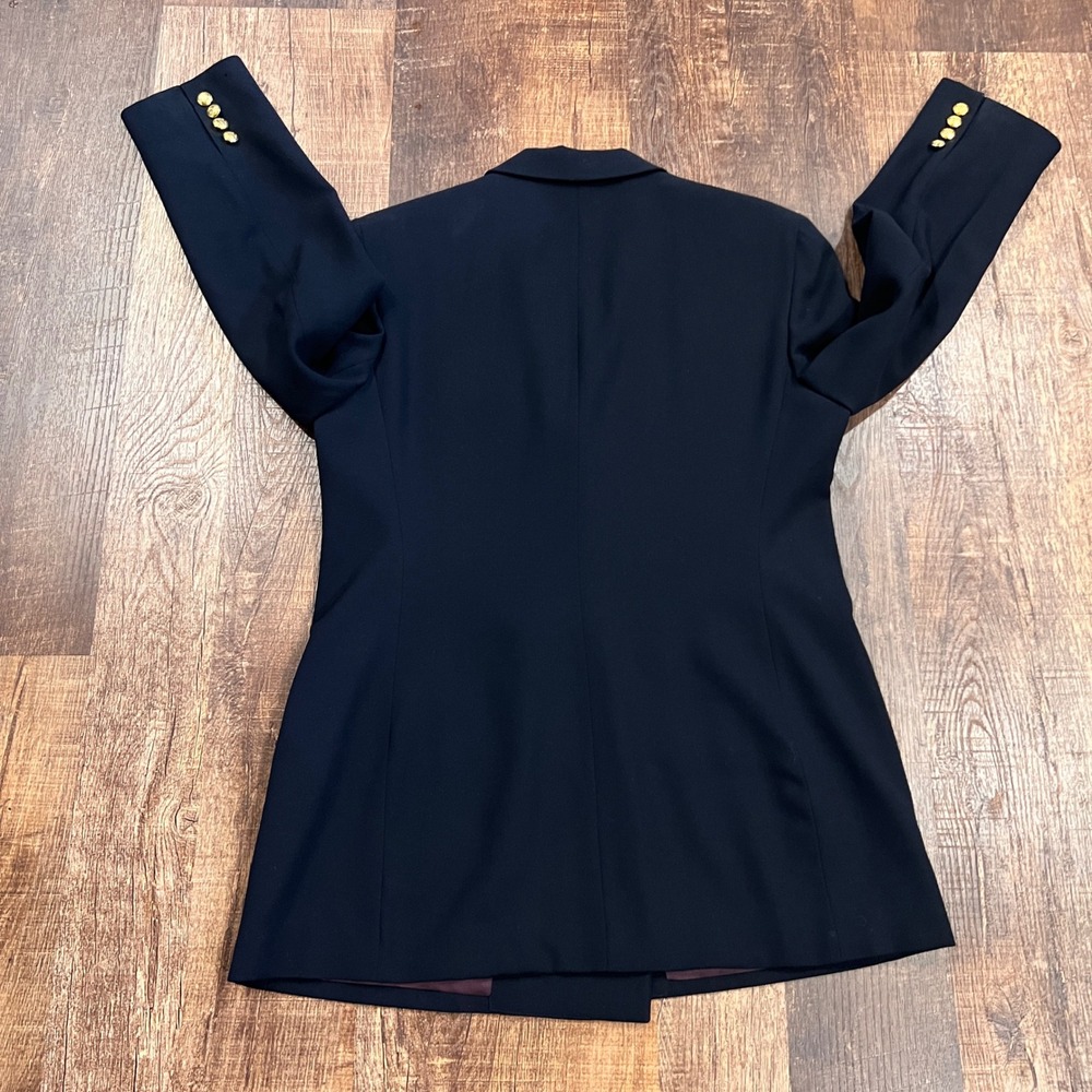 Lauren Ralph Lauren USA Navy Blue Worsted Wool Double Breasted Blazer Size 12 - Picture 3 of 9